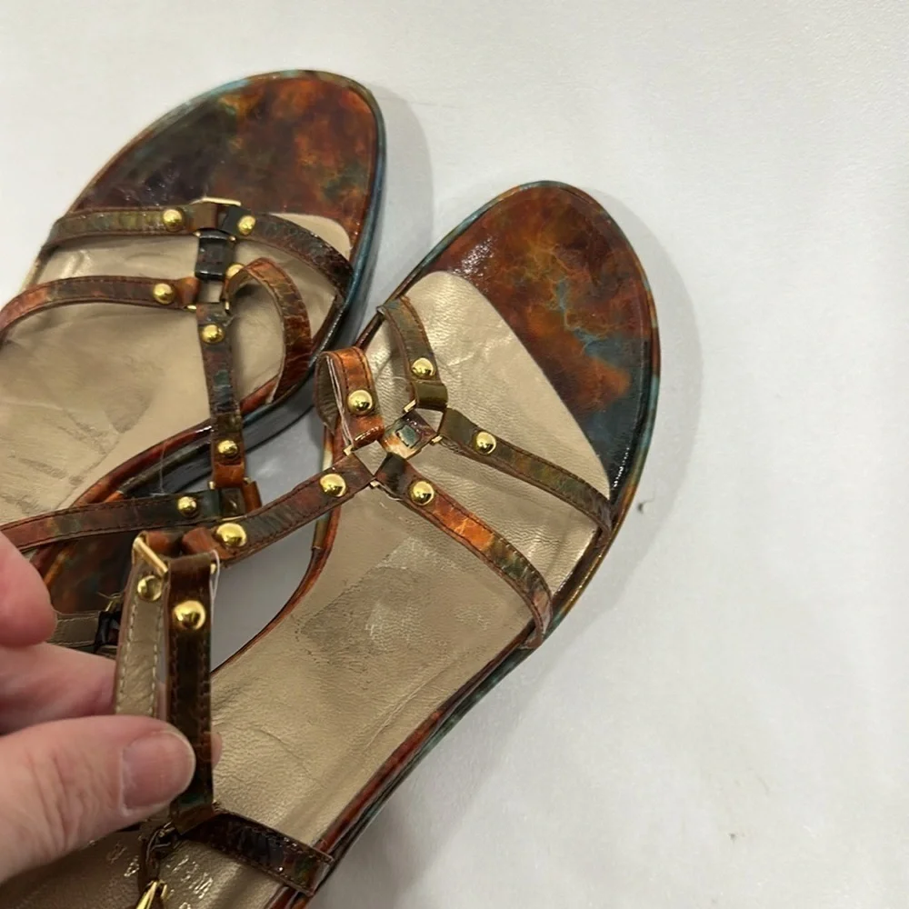 Stuart Weitzman Strappy wedge sandals orange and blue size 38